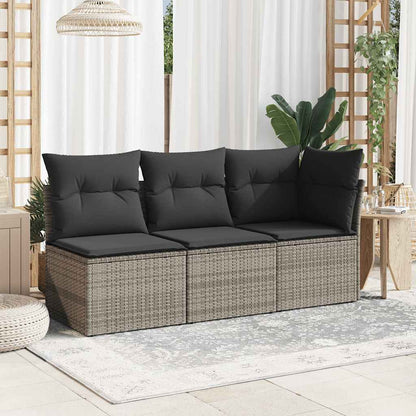 vidaXL Canapé de jardin sans accoudoirs avec coussins Gris Résine tressée