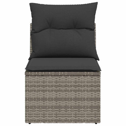 vidaXL Canapé de jardin sans accoudoirs avec coussins Gris Résine tressée