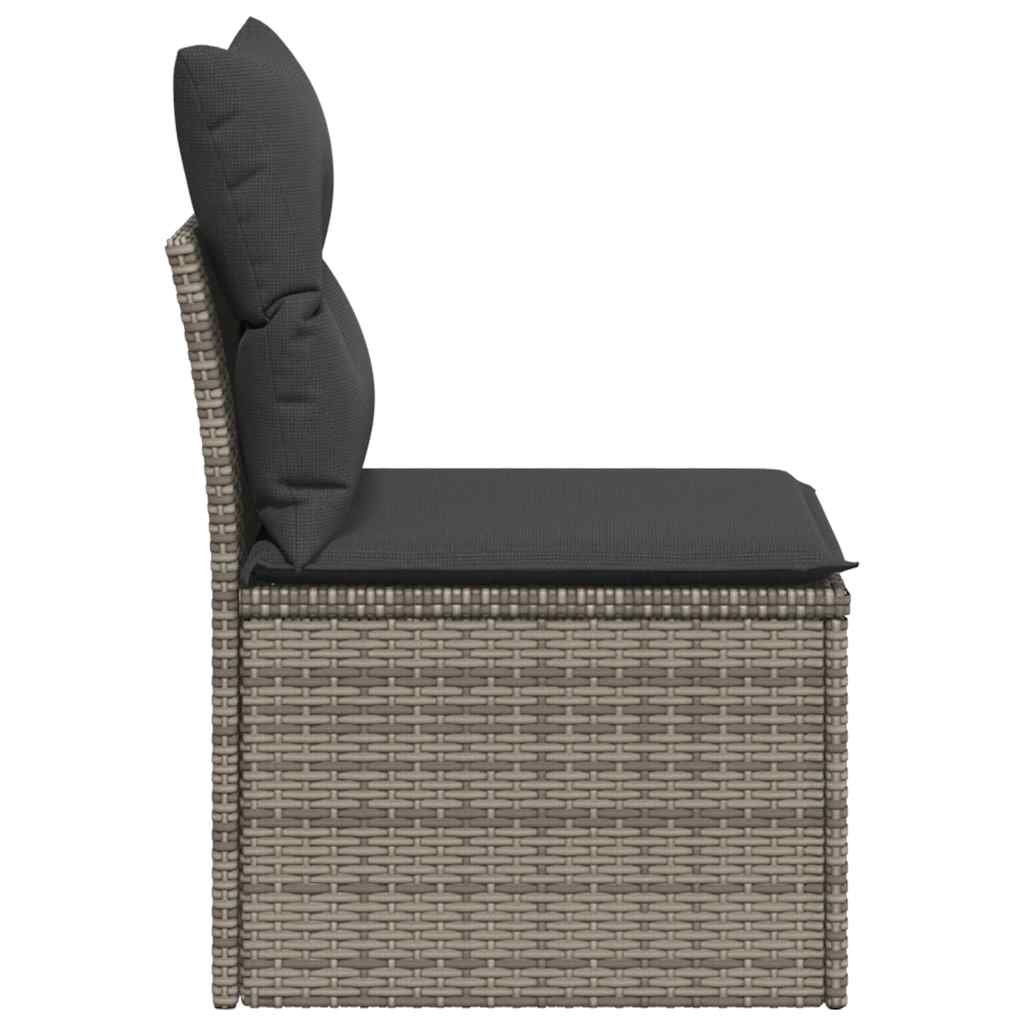 vidaXL Canapé de jardin sans accoudoirs avec coussins Gris Résine tressée