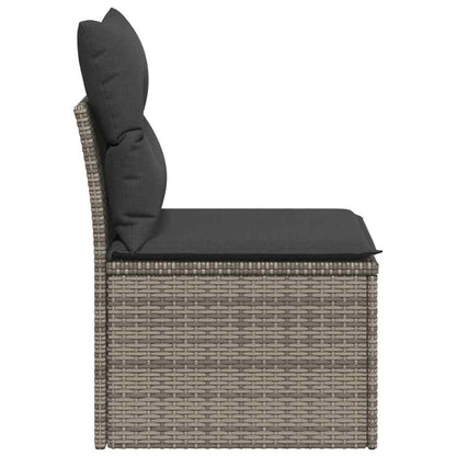 vidaXL Canapé de jardin sans accoudoirs avec coussins Gris Résine tressée