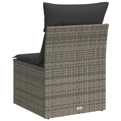 vidaXL Canapé de jardin sans accoudoirs avec coussins Gris Résine tressée