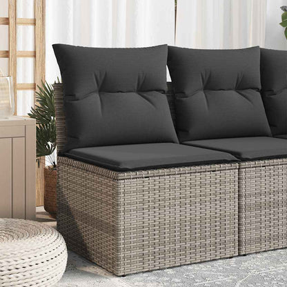 vidaXL Canapé de jardin sans accoudoirs avec coussins Gris Résine tressée