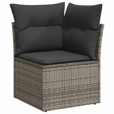 vidaXL Canapé d'angle de jardin avec coussins Gris Résine tressée