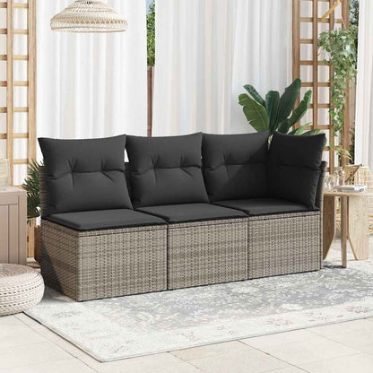 vidaXL Canapé d'angle de jardin avec coussins Gris Résine tressée