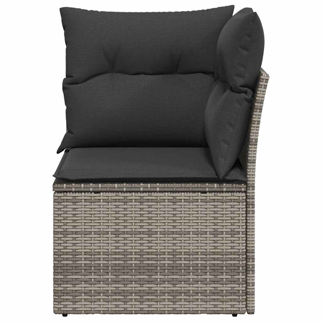 vidaXL Canapé d'angle de jardin avec coussins Gris Résine tressée