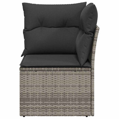 vidaXL Canapé d'angle de jardin avec coussins Gris Résine tressée