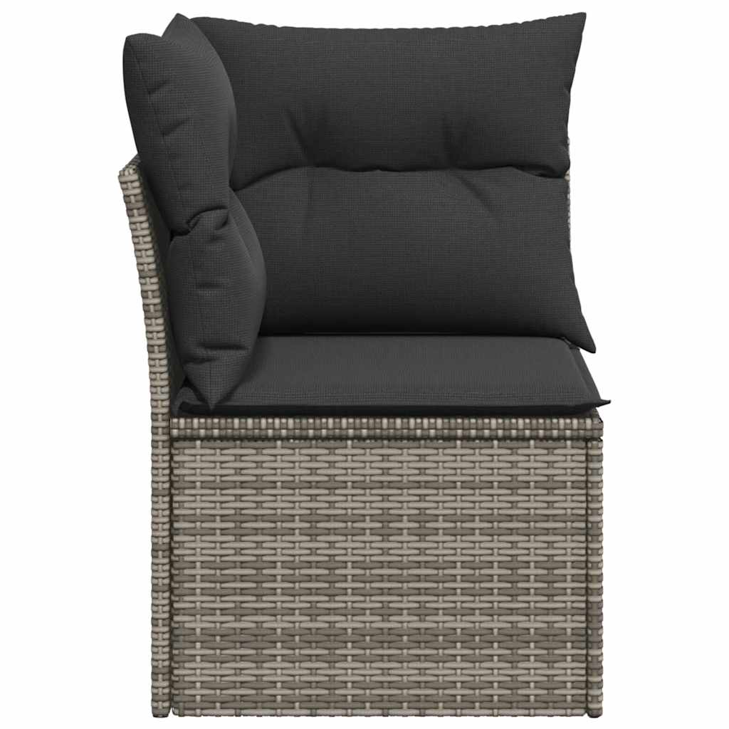 vidaXL Canapé d'angle de jardin avec coussins Gris Résine tressée