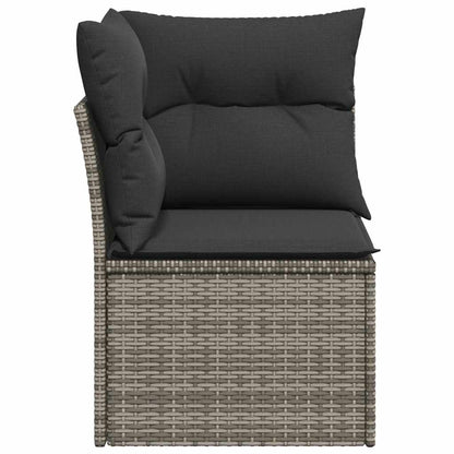 vidaXL Canapé d'angle de jardin avec coussins Gris Résine tressée