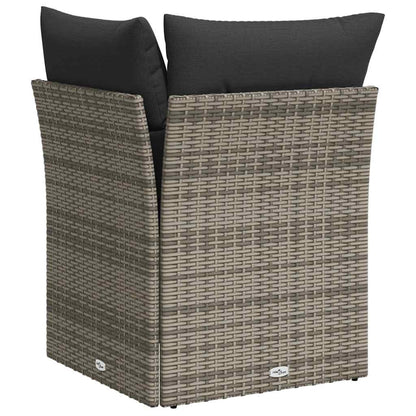 vidaXL Canapé d'angle de jardin avec coussins Gris Résine tressée