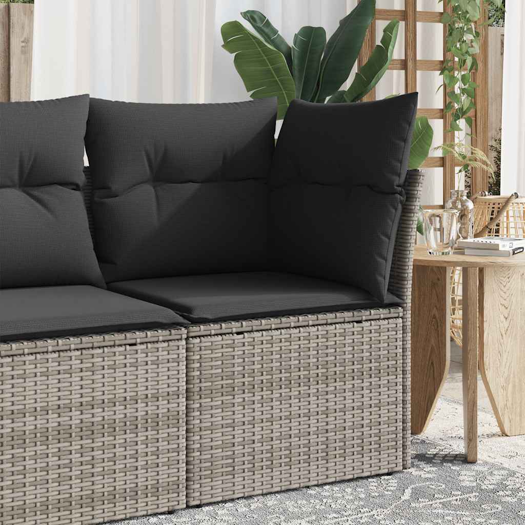 vidaXL Canapé d'angle de jardin avec coussins Gris Résine tressée