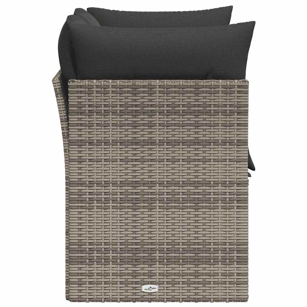 vidaXL Gartensofa 2-Sitzer mit Kissen Grau Poly Rattan