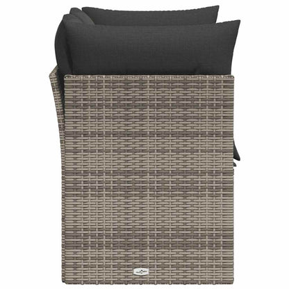 vidaXL Gartensofa 2-Sitzer mit Kissen Grau Poly Rattan