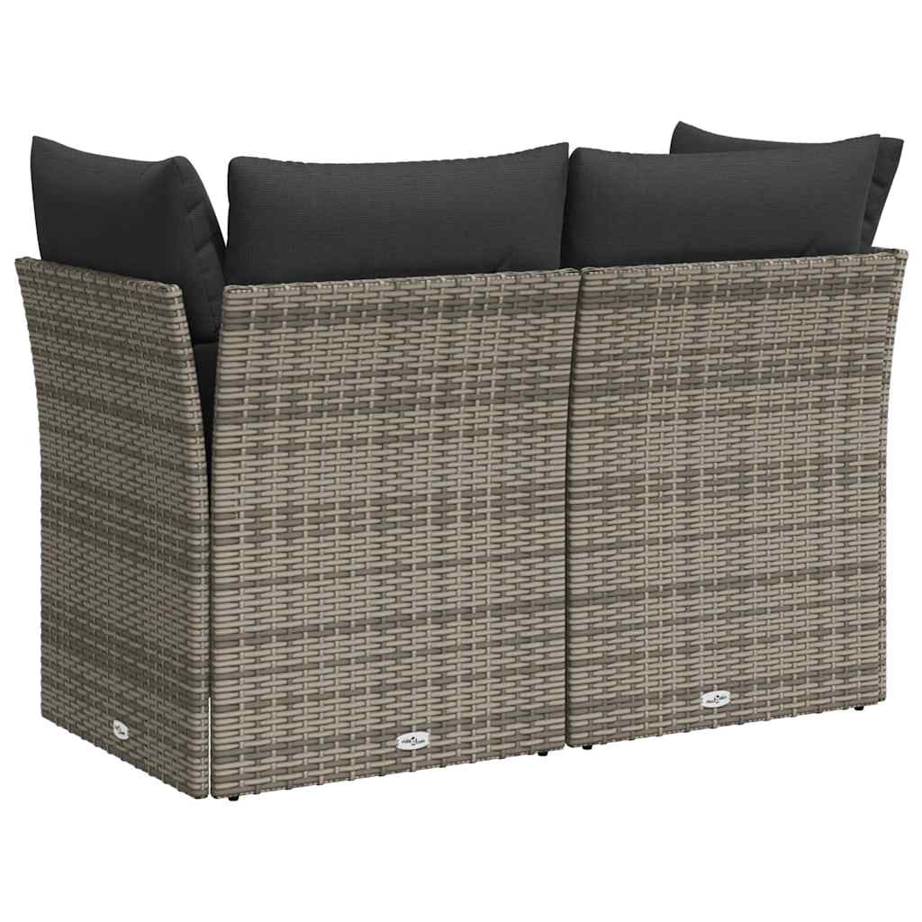 vidaXL Gartensofa 2-Sitzer mit Kissen Grau Poly Rattan