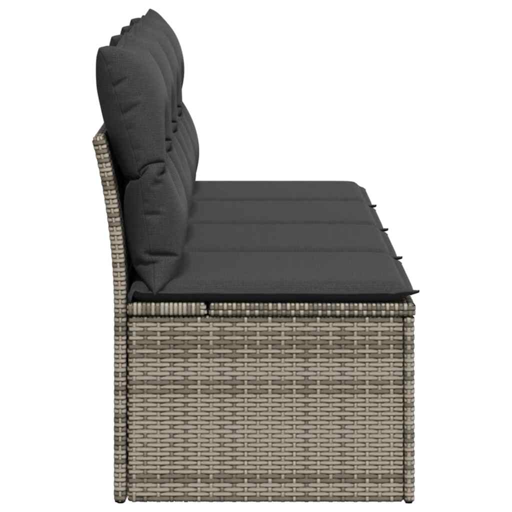 vidaXL Gartensofa mit Kissen 4-Sitzer Grau Poly Rattan
