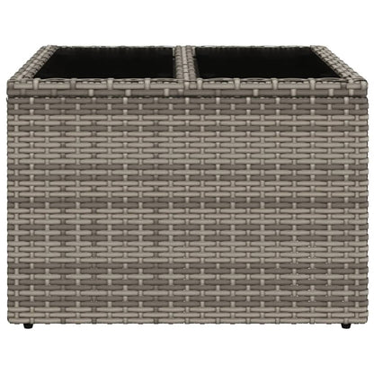 vidaXL Gartentisch mit Glasplatte Grau 55x55x37 cm Poly Rattan