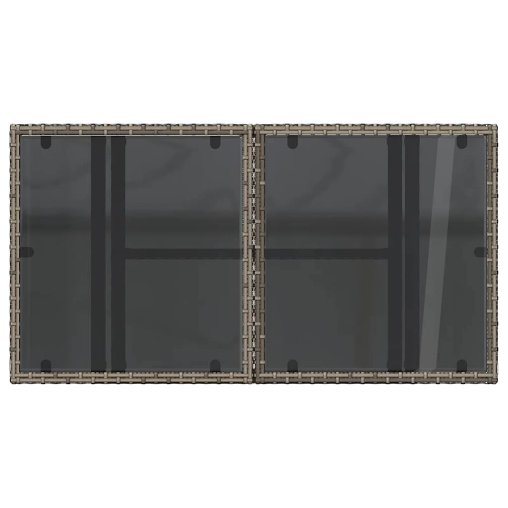vidaXL Gartentisch mit Glasplatte Grau 100x55x73 cm Poly Rattan