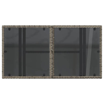 vidaXL Gartentisch mit Glasplatte Grau 100x55x73 cm Poly Rattan