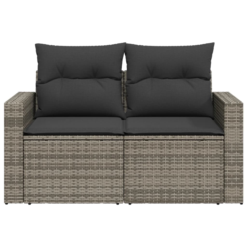 vidaXL Canapé de jardin 2 places avec coussins Gris résine tressée
