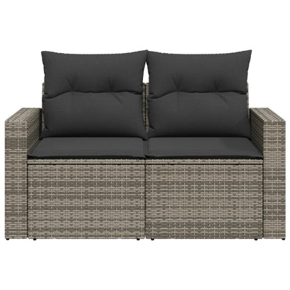 vidaXL Canapé de jardin 2 places avec coussins Gris résine tressée