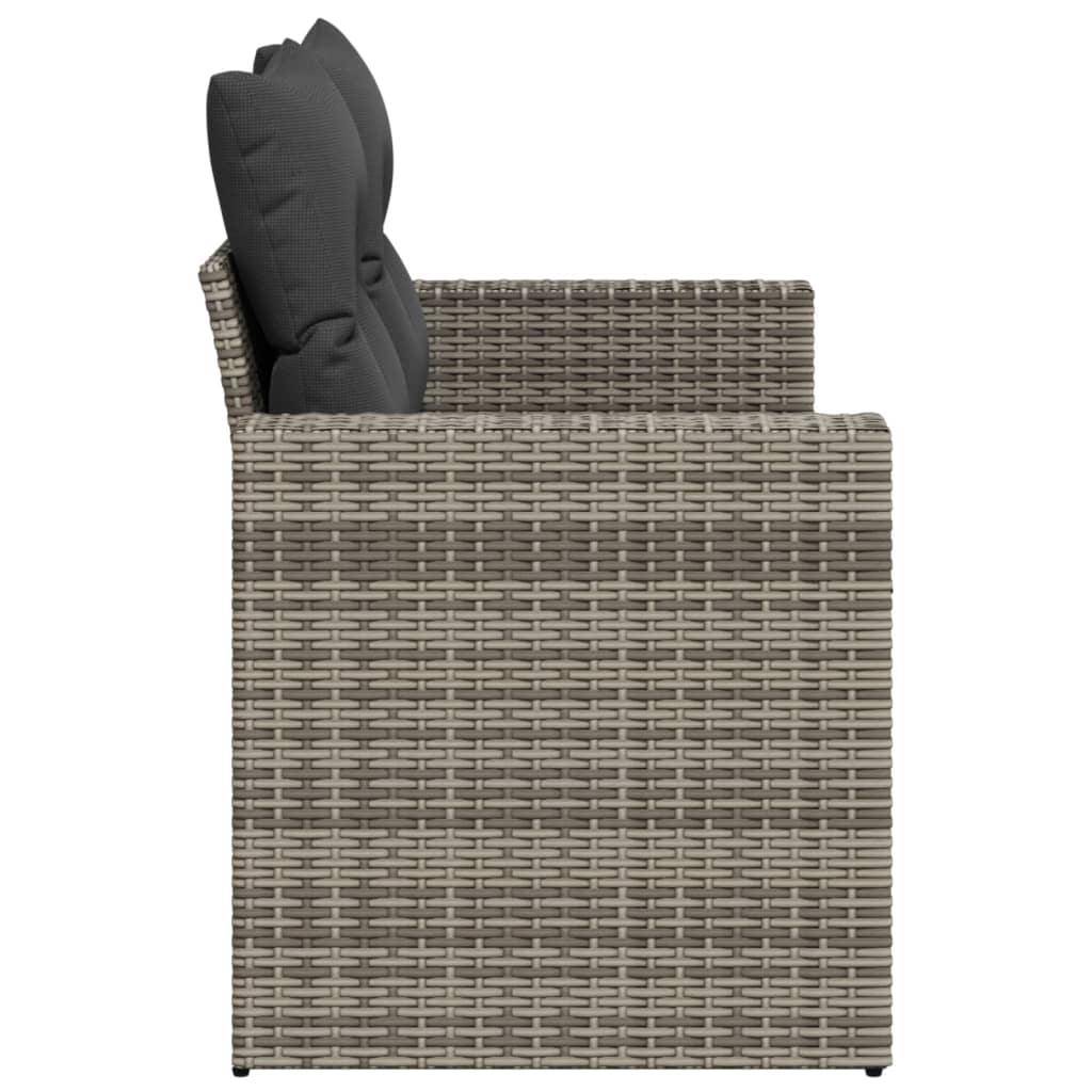 vidaXL Canapé de jardin 2 places avec coussins Gris résine tressée