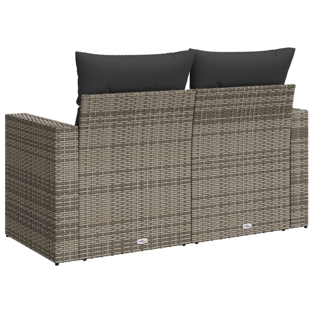 vidaXL Canapé de jardin 2 places avec coussins Gris résine tressée