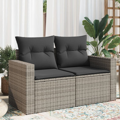 vidaXL Canapé de jardin 2 places avec coussins Gris résine tressée