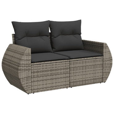 vidaXL Canapé de jardin 2 places avec coussins Gris résine tressée