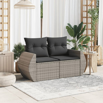 vidaXL Canapé de jardin 2 places avec coussins Gris résine tressée