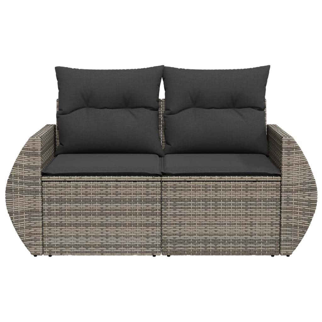 vidaXL Canapé de jardin 2 places avec coussins Gris résine tressée