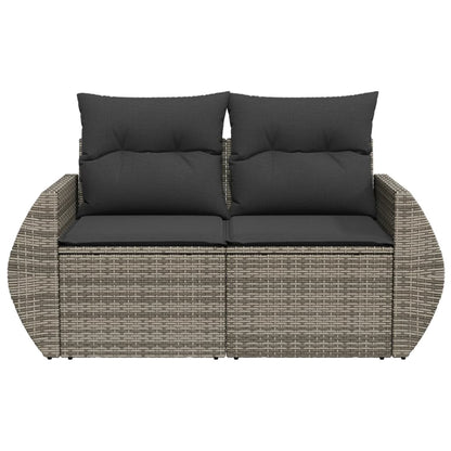 vidaXL Canapé de jardin 2 places avec coussins Gris résine tressée