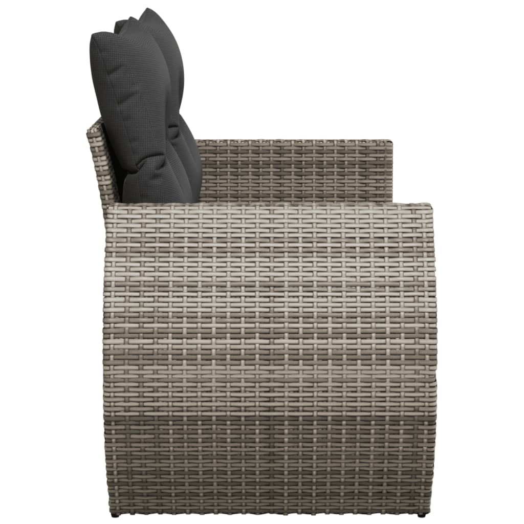 vidaXL Canapé de jardin 2 places avec coussins Gris résine tressée