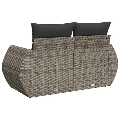 vidaXL Canapé de jardin 2 places avec coussins Gris résine tressée