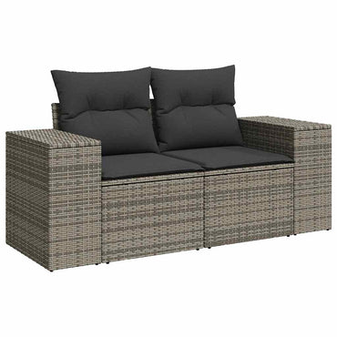 vidaXL Canapé de jardin 2 places avec coussins Gris résine tressée