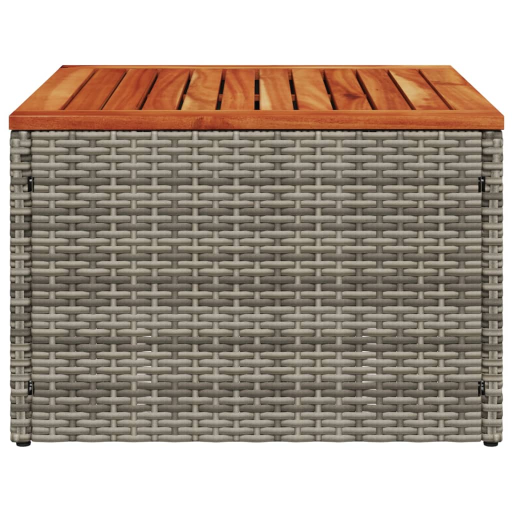 vidaXL Gartentisch Grau 55x55x37 cm Poly Rattan und Akazienholz