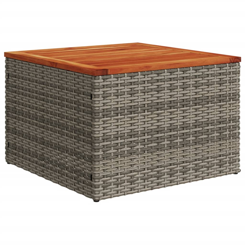 vidaXL Gartentisch Grau 55x55x37 cm Poly Rattan und Akazienholz