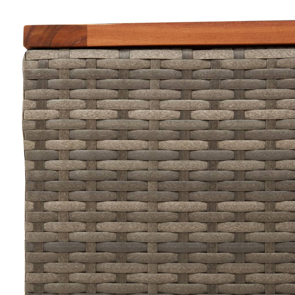 vidaXL Gartentisch Grau 55x55x37 cm Poly Rattan und Akazienholz