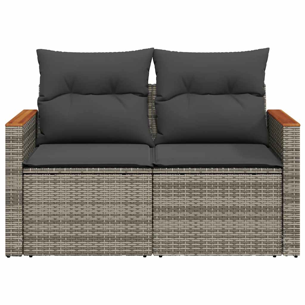 vidaXL Canapé de jardin 2 places avec coussins Gris résine tressée