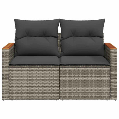 vidaXL Canapé de jardin 2 places avec coussins Gris résine tressée