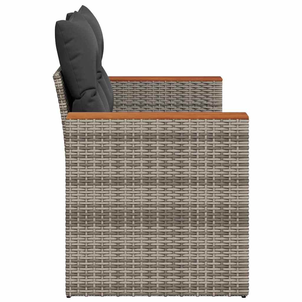 vidaXL Canapé de jardin 2 places avec coussins Gris résine tressée