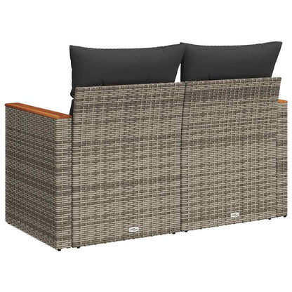 vidaXL Canapé de jardin 2 places avec coussins Gris résine tressée