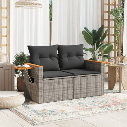 vidaXL Canapé de jardin 2 places avec coussins Gris résine tressée