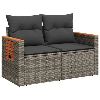 vidaXL Canapé de jardin 2 places avec coussins Gris résine tressée