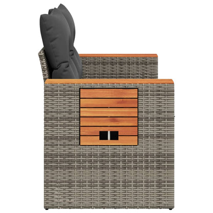 vidaXL Canapé de jardin 2 places avec coussins Gris résine tressée