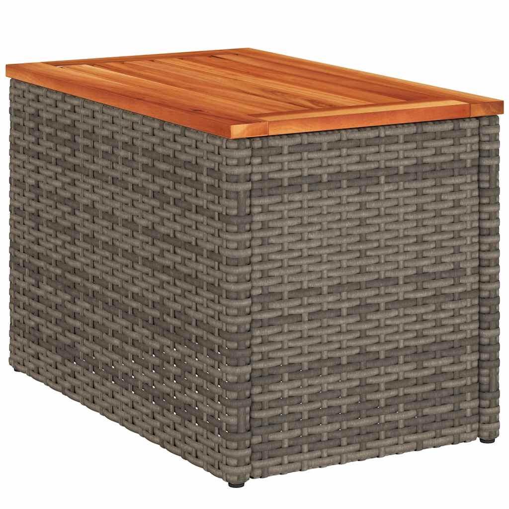 vidaXL Garten-Beistelltische 2 Stk. Grau 55x34x37cm Poly Rattan Holz