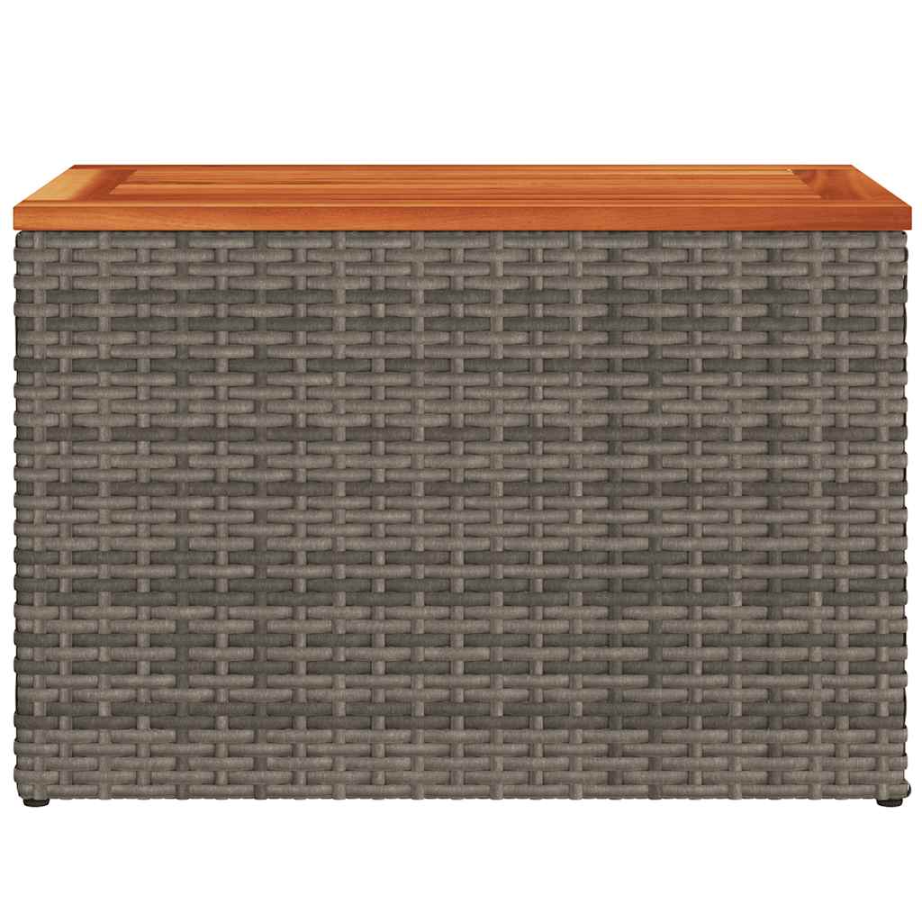 vidaXL Garten-Beistelltische 2 Stk. Grau 55x34x37cm Poly Rattan Holz