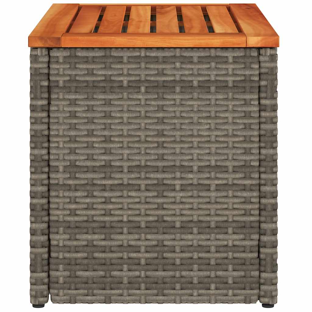 vidaXL Garten-Beistelltische 2 Stk. Grau 55x34x37cm Poly Rattan Holz