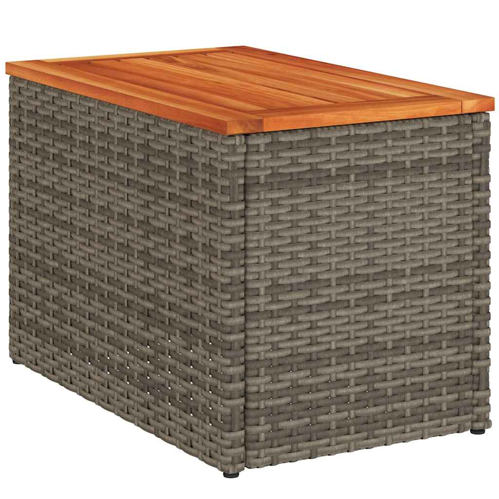 vidaXL Garten-Beistelltische 2 Stk. Grau 55x34x37cm Poly Rattan Holz