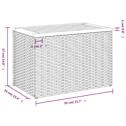 vidaXL Garten-Beistelltische 2 Stk. Grau 55x34x37cm Poly Rattan Holz