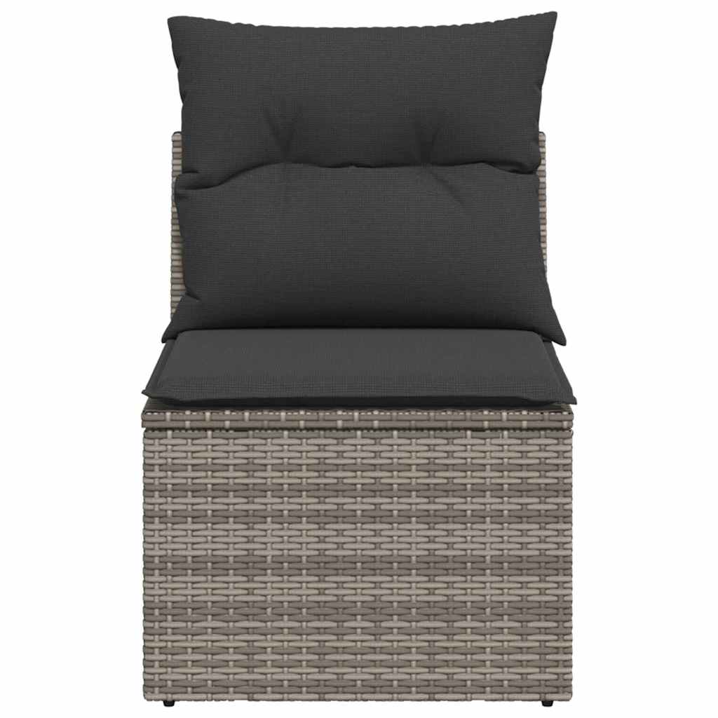 vidaXL Fauteuil de jardin sans accoudoirs avec coussin gris résine tressée