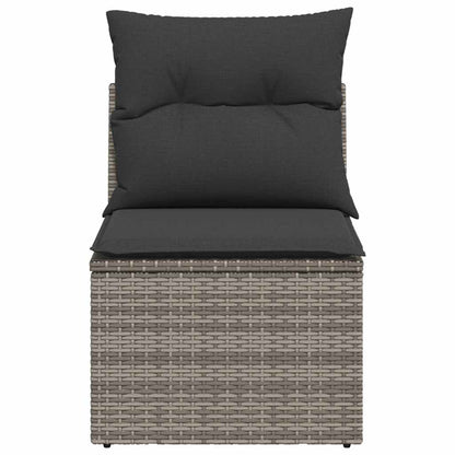 vidaXL Fauteuil de jardin sans accoudoirs avec coussin gris résine tressée